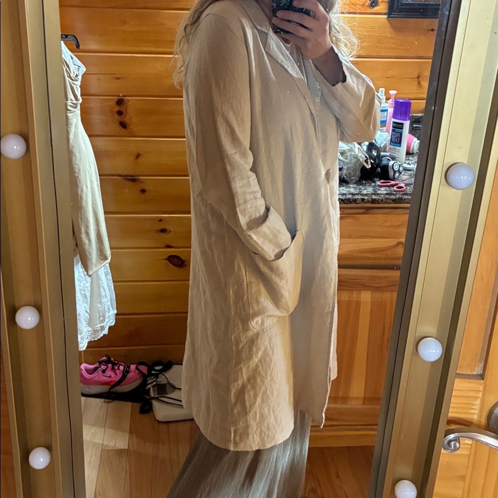 Linen long line jacket - Picture 3 of 10